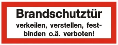 Produktbild von Schild Brandschutztür selbstklebende Folie nach DIN verkeilen, verstellen...
