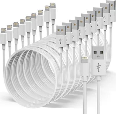 Produktbild von Ladekabel für iPhone Lightning 1M/2M – USB-A oder USB-C bis iPhone 14 – USB- A zu Lightning 1 Meter / 10 Pack