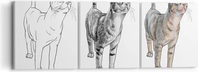 Produktbild von Bild auf Leinwand - Leinwandbild - Katzen Tiere Kinder Illustration - 90x30cm - Wand Bild - Wanddeko - Leinwanddruck - Bilder - Kunstdruck - Wanddekoration - Leinwand bilder - Wandkunst - CA90x30-3211