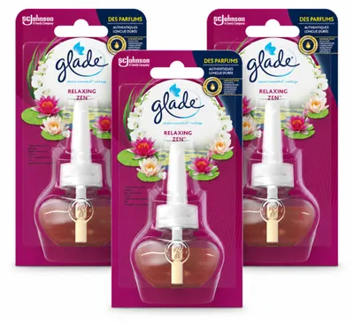 Zdjęcie produktu dla 3 sztuki wkładów zapachowych do dyfuzora Glade Electric, zapach "Relaxing Zen" - zestaw ekonomiczny