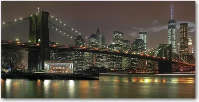 Produktbild von Tulup® Leinwandbild - 140x70 cm - Wandkunst - Drucke auf Leinwand - Leinwanddruck  - Sehenswürdigkeiten & Architektur - Schwarz - New York bei Nacht