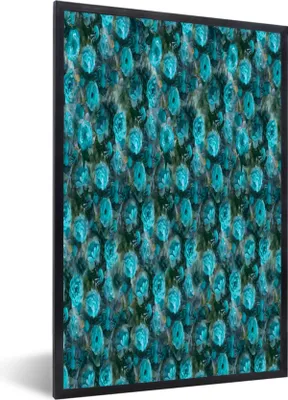 Produktbild von MuchoWow® MuchoWow® Gerahmtes Poster Blumen - Blau - Rosen 60x90 cm - Poster mit zchwarzem Bilderrahmen - Kunst