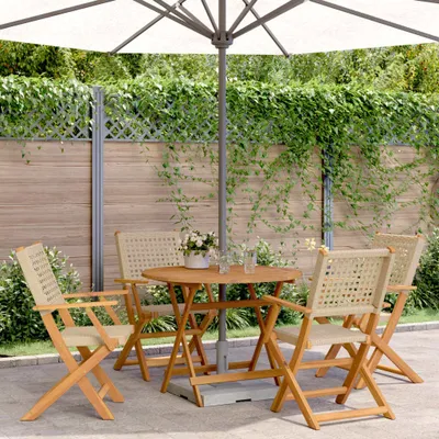 Produktbild von Maison Exclusive - 5-tlg. Garten-Essgruppe Beige Poly Rattan und Massivholz