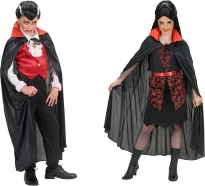 Produktbild von Kinder Umhang Kostüm / Dracula + Vampir Cape mit Kragen / Länge ca 110cm