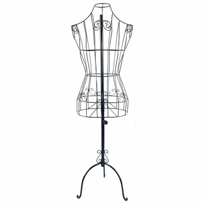 Obrázek produktu pro Krejčovská figurína pro ženy – figurína horní části těla – výška nastavitelná 140–160 cm – kov – pro krejčovství a výstavy – černá