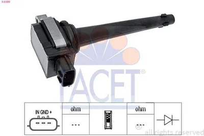 Produktbild von FACET 9.6389 Zündspule für NISSAN Qashqai / Qashqai +2 I (J10, NJ10) für RENAULT Clio III Schrägheck (BR0/1, CR0/1) LAGUNA III Grandtour (KT0/1)