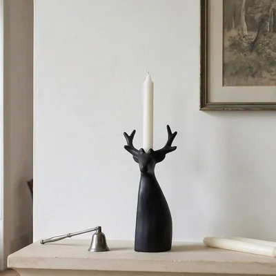 Produktbild von Kerzenhalter Hirsch Aluminium schwarz matt, H.19 cm