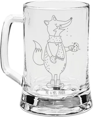 Produktbild von Mr. & Mrs. Panda Humpen Fuchs Keks - Transparent - Geschenk, Seidel, Glas Bierkrug, Bierhumpen, Winter, Gravur, Frieren, Krug, glücklich, Weihnachten, Weihnachtlich, kalt