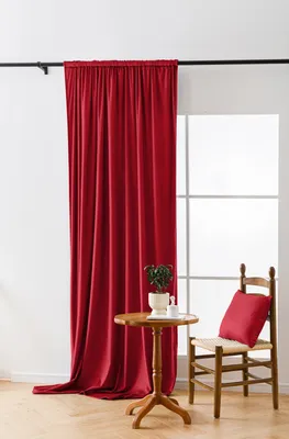 Obrázok produktu pre Záclona – červená – 140 x 250 cm – zatemňovacia záclona – s volánovou páskou – z velúru – záclona do spálne