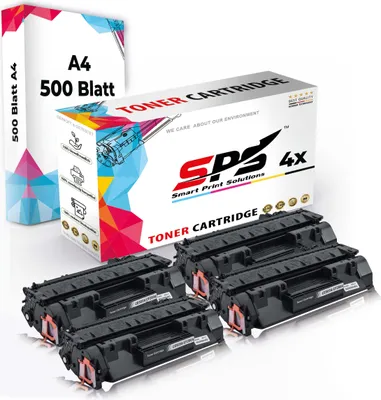 Produktbild von Druckerpapier A4 + 4x Multipack Set Kompatibel für HP Laserjet P 2035 N (CE505A/05A) Toner-Kartusche Schwarz XL 3500 Seiten