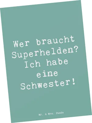 Produktbild von Mr. & Mrs. Panda Postkarte Spruch Liebe Schwester - Meeresbrise - Geschenk, Familie, Unterstützung, Ansichtskarte, Postkarten, spruchkarte, Freude, Bewunderung, Grußkarte