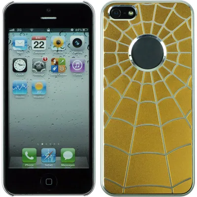 Produktbild von PhoneNatic Case kompatibel mit Apple iPhone 5 / 5s / SE - Hülle gelb Spiderweb Hard-case + 2 Schutzfolien