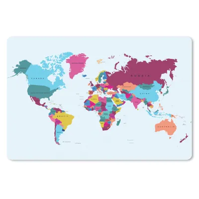 Produktbild von MuchoWow® Schreibtischunterlage Weltkarte - Trendig - Farbenfroh 60x40 cm - XXL Mauspad - Großes Mauspad