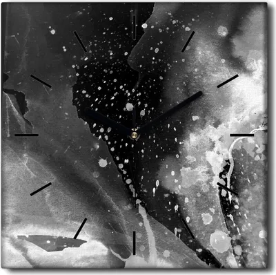 Produktbild von Coloray Uhr auf Leinwand 30x30 cm Wand Uhr Dekoration Wohnzimmer Segeltuch schwarze Hände -Abstraktion Aquarell