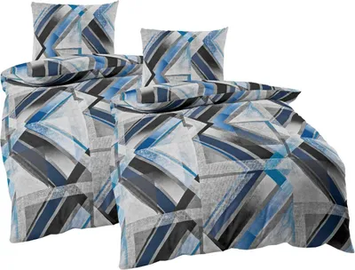Produktbild von JACK by Kaeppel Fein Biber Bettwäsche 4 tlg. 155x220cm Elevate Grün Orange Blau Abstrakt, Farbe:Blau