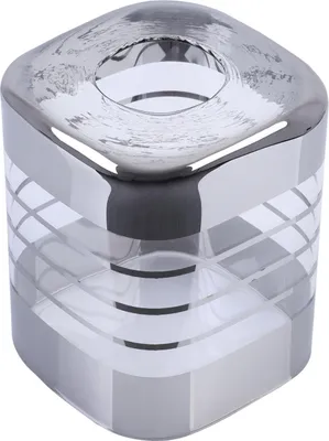 Image de Abat-jour Helix chrome transparent cube 10 cm – élégant abat-jour cube en verre pour un éclairage moderne