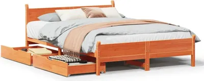 Image de Cadre de lit sans matelas cire marron 140x200cm bois pin massif