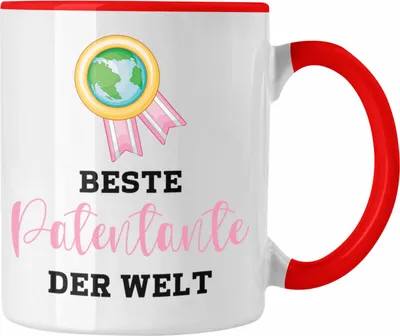 Produktbild von Trendation - Beste Patentante Der Welt Tasse Geschenk Geburtstag Weihnachten Lustig Geschenkideen von Nichte LieblingsPatentante Hier Bin Ich (Rot)
