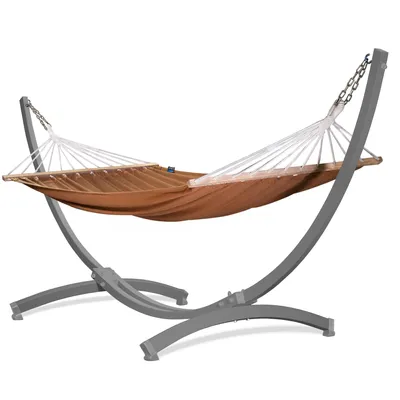 Produktbild von Potenza Outdoor Hängematte mit Tytan Gestell für 2 Personen I Stabhängematte XXL 220x160, 200kg I Grau Hängemattengestell 350 kg Wetterfest