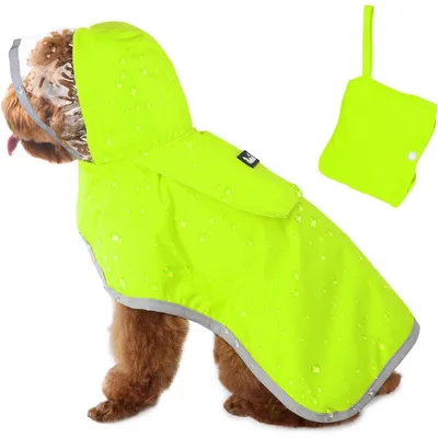 Productafbeelding van Regenjas voor honden, waterdicht, met capuchon, reflecterend, met zak, maat XXXL, groen