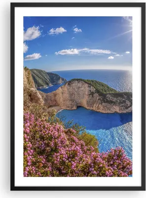 Produktbild von Gerahmtes Poster - Schwarzer Rahmen - Meer Sommer Blume - 50x70 cm - Wand Bild - Wanddeko - Wandbilder - Kunstposter - Wandposter - Bilderrahmen - Bilder - Kunstdruck - Wandbild - P2BPA50x70-3741