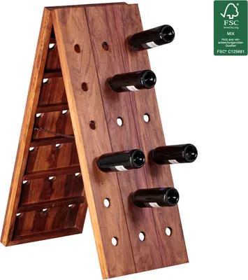 Produktbild von Weinregal Flaschenregal 100 cm für 36 Flaschen Massiv-Holz Sheesham