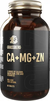 Produktbild von Grassberg Ca+Mg+Zn (60 Tabs) Unflavoured - Vitamine,  Mineralien & Gesundheit - Vitamine & Mineralien-Komplex