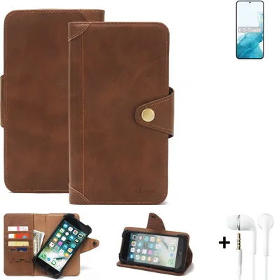 Produktbild von K-S-Trade Handyhülle Schutzhülle kompatibel mit Samsung Galaxy S22+ Exynos  Walletcase Bookstyle Schutz Case Hülle Wallet Flipcase Cover PolyurethanBraun