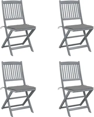 Produktbild von Klappbare Gartenstühle 4 Stk. mit Kissen Massivholz Akazie
