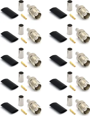 Image de TNC femelle RG58 LMR195 RG303 RG141 RG142 RG400 Connecteur de câble coaxial à sertir RF nickelé avec broche dorée (pack de 10)