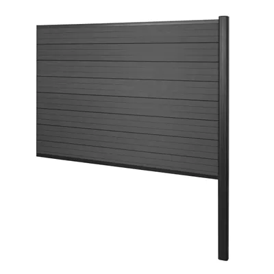 Immagine prodotto di Schermo privacy in WPC Sarthe, recinzione frangivento, palo in alluminio da fissare nel calcestruzzo ~ elemento di prolunga, 185 cm antracite