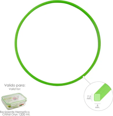 Immagine prodotto di Anello in silicone per contenitore ermetico rettangolare in vetro da 1.200 ml.