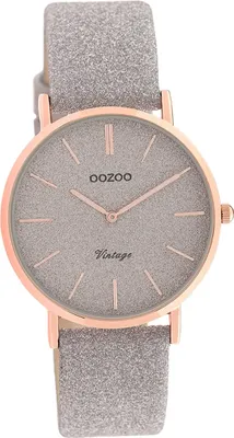 Produktbild von Oozoo Leder Damen Uhr C20202 Analog Quarzuhr Armband grau Vintage Series D2UOC20202