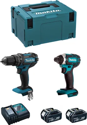 Produktbild von MAKITA Kit MK218RTJ (DHP482 + DTD152 + 2 x 5,0 Ah + DC18RC + MAKPAC 3)