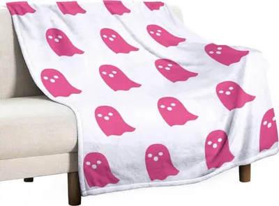 Obrázek produktu pro Růžová flanelová deka s motivem kresleného ducha, oboustranná, příjemná deka, 150 x 130 cm