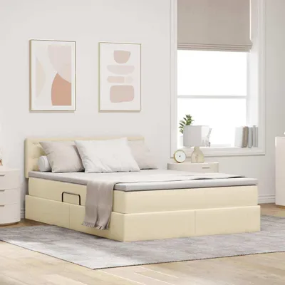 Immagine prodotto di Maison Exclusive - Letto contenitore con materasso Crema 140 x 200 cm Materiale ligneo