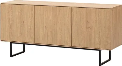 Produktbild von Wohnzimmer-Lowboard mit 150 cm Breite in Eiche, 3 Türen, Metallgestell - KASOL-61