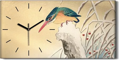 Produktbild von Dekor Leinwand Uhr Wandbilder Geräuschlos 60x30 Malerei Tier Vogel Kunst - schwarze Hände