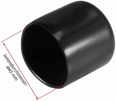 Produktbild von 4 Stück Gummi-Endkappen mit 45 mm Innendurchmesser, runde Schutzkappen in Schwarz