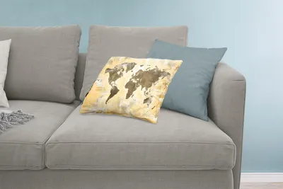 Produktbild von MuchoWow® Zierkissen Sofakissen Wohnzimmer Dekokissen 60x40 cm Weltkarte - Zeitung - Gold - Kopfkissen - Polster mit Foto