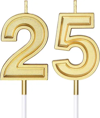 Zdjęcie produktu dla Świeczki urodzinowe z 25 cyferkami, idealne do tortu, świeczki na urodziny, dekoracja na prezent dla gości, idealne na urodziny, wesela, rocznice, imprezy, kolor złoty