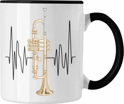 Produktbild von Trendation - Posaunist Tasse Geschenk Grafik Posaune Herzschlag Geschenkidee Spruch Lustig (Schwarz)