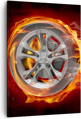 Produktbild von Bild auf Leinwand - Leinwandbild - Einteilig - Rad Flammen Felge - 50x70cm - Wand Bild - Wanddeko - Wandbilder - Leinwanddruck - Kunstdruck - Wanddekoration - Leinwand bilder - Wandbild - PA50x70-0198