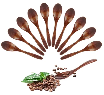 Produktbild von Holzlöffel 10er Set 14cm - Esslöffel Teelöffel Küchenutensilien