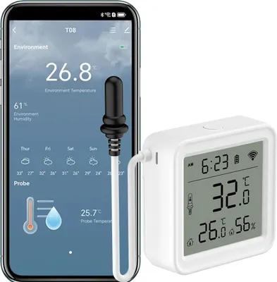 Produktbild von Thermometer für Innenräume, Raumthermometer Digital Innen, LCD Intelligentes Hygrometer mit Smart Home Gateway