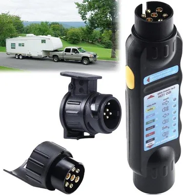 Obrázok produktu pre 7-pólový tester prívesov s adaptérom, automobilová zástrčka pre osvetlenie