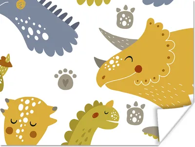 Produktbild von MuchoWow® Poster Dinosaurier - Schnittmuster - Jungen - Dino - Kinder 120x90 cm - Wandbild