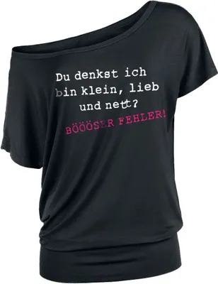 Produktbild von Sprüche T-Shirt Damen BÖÖÖSER FEHLER! schwarz 4XL