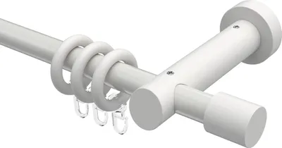 Produktbild von Interdeco Gardinenstange / Vorhangstange Weiß, Typ Talena Feta (Kappe), 20 mm Ø 1-läufig, 180 cm