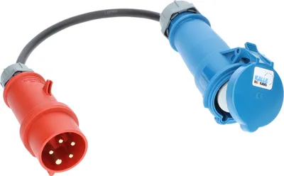 Produktbild von KALLE DAS KABEL CEE Adapterkabel 0,5 Meter H07RN-F 3G 2,5 mm² 400V 16A auf CEE 230V 32A Schutzart IP44 Adapterleitung Verlängerung Stromkabel